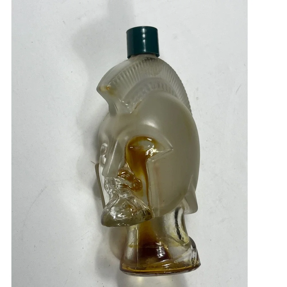 Vintage Avon Spartan Head Glass Decanter Cologne Bottle With Green Cap‎